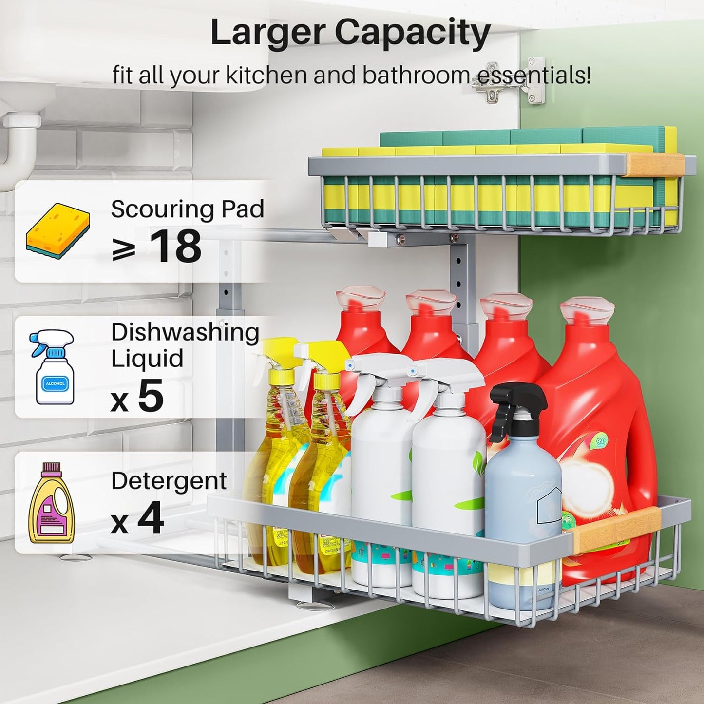 2-Tier Slide Out Under Sink Organizer & Cabinet Storage