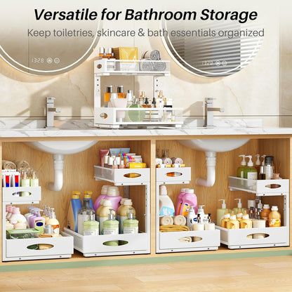 2-Tier L-Shaped Adjustable Height Under Sink Organizer & Cabinet Storage