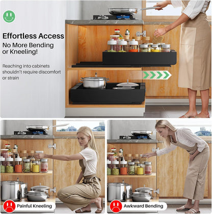 Expandable Stainless Steel Pull Out Cabinet Organizer & Slide Out Drawer
