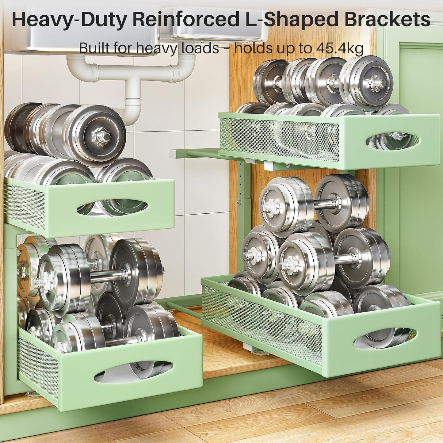 2-Tier Mesh Slide Out Under Sink Organizer & Cabinet Storage