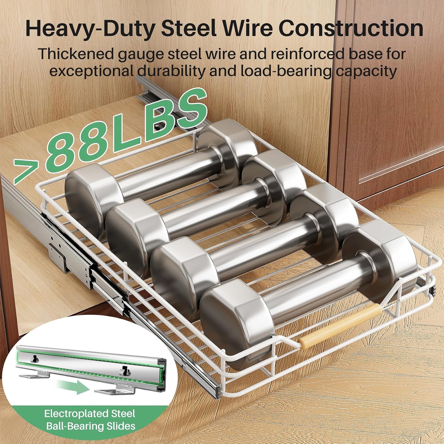 2-Tier Full-Extension Pull Out Cabinet Organizer for Pots and Pans