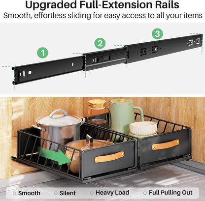 Heavy Duty Sliding Mesh Cabinet Organizer & Pull Out Pantry Drawer