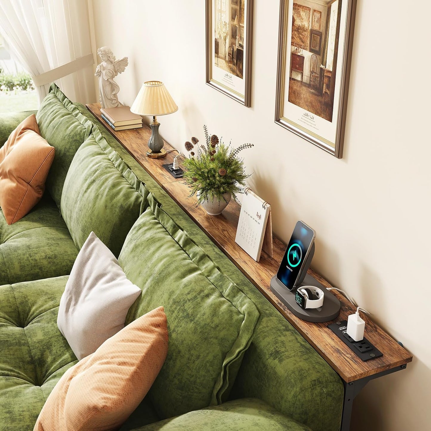 Adjustable Height Behind Couch Table & Narrow Split Console Table