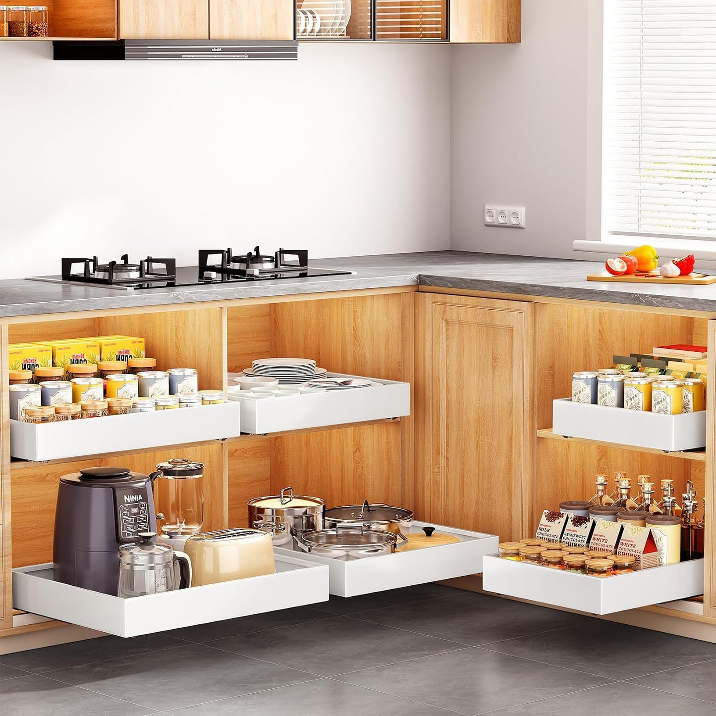 Heavy Duty Full-Extension Slide Out Cabinet Organizer with Nano Adhesive