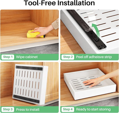 Heavy Duty Full-Extension Slide Out Cabinet Organizer with Nano Adhesive
