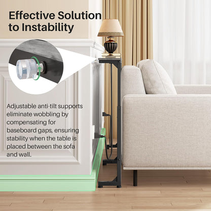 Adjustable Height Narrow Sofa Table with Charging Station & Modular Design
