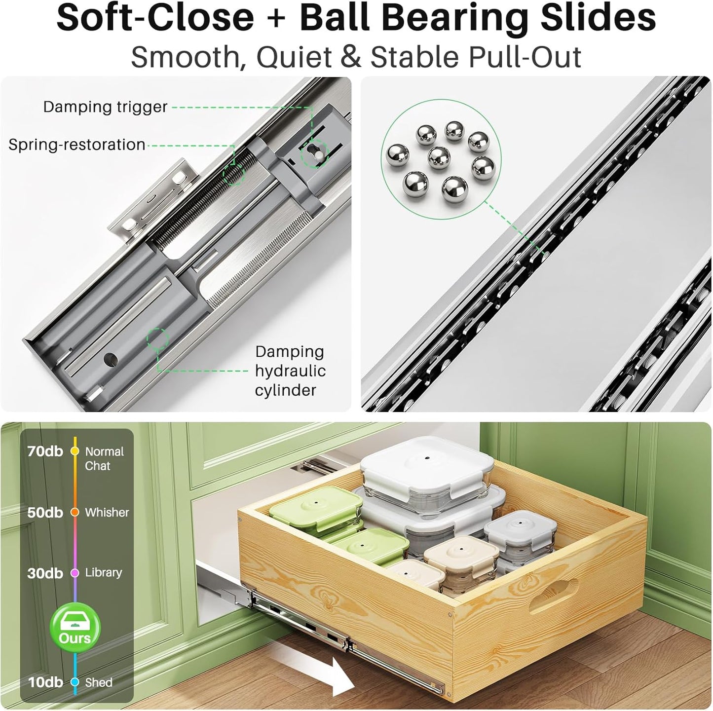 Soft Close Wooden Pull Out Cabinet Organizer & Roll Out Shelf