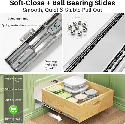 Soft Close Wooden Pull Out Cabinet Organizer & Roll Out Shelf