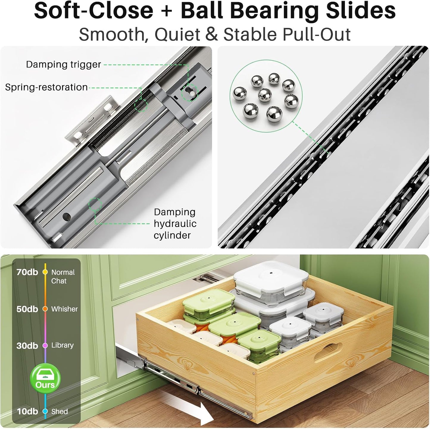 Soft Close Wooden Pull Out Cabinet Organizer & Roll Out Shelf
