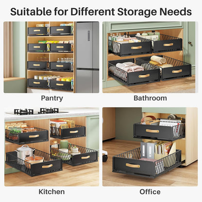 Heavy Duty Sliding Mesh Cabinet Organizer & Pull Out Pantry Drawer