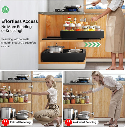 Expandable Stainless Steel Pull Out Cabinet Organizer & Slide Out Drawer