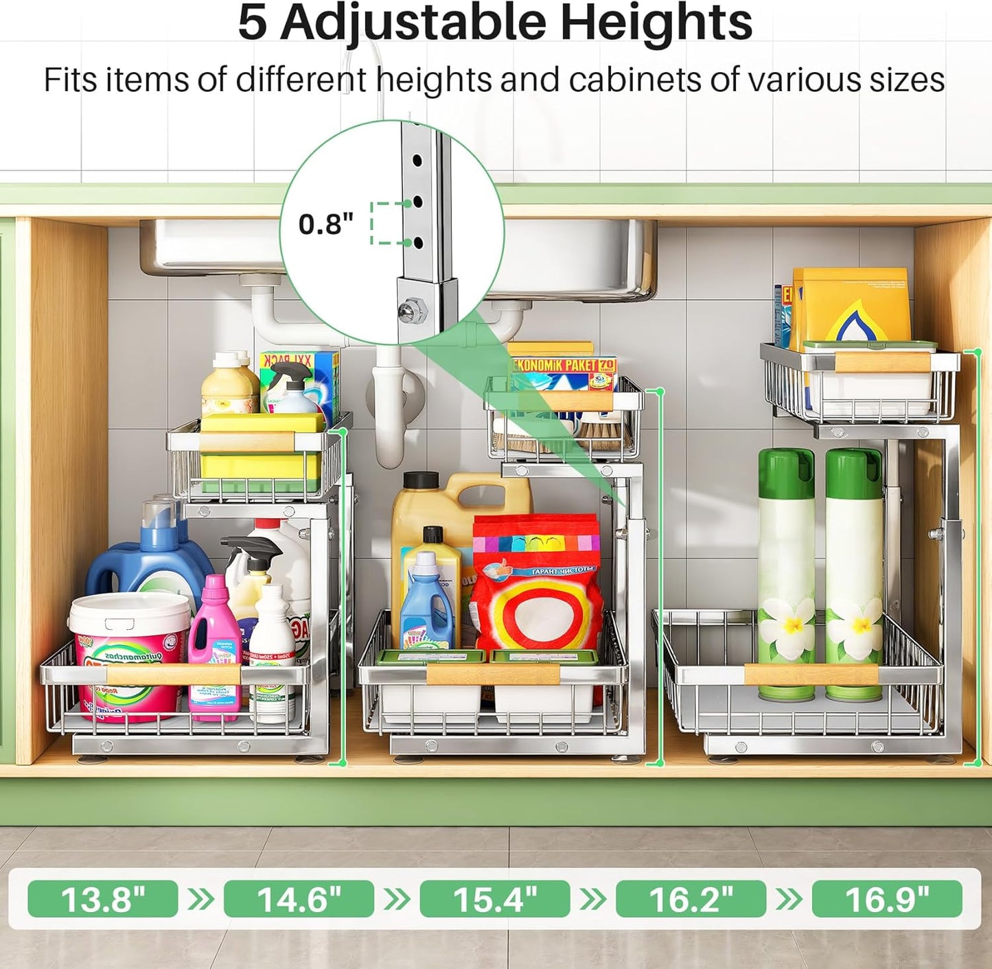 2-Tier Slide Out Under Sink Organizer & Cabinet Storage