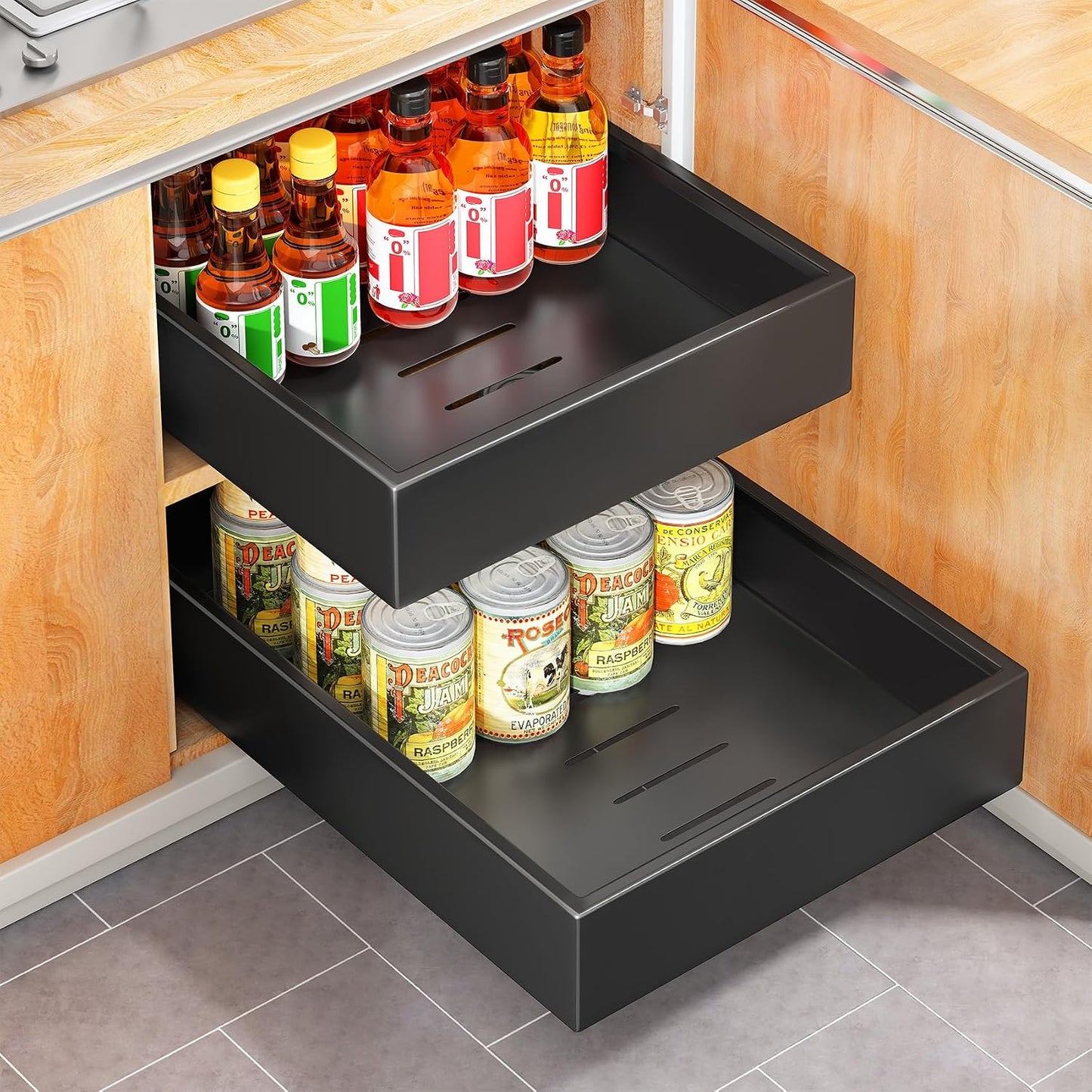 Heavy Duty Full-Extension Slide Out Cabinet Organizer with Nano Adhesive