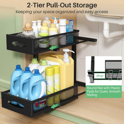 2-Tier Mesh Slide Out Under Sink Organizer & Cabinet Storage