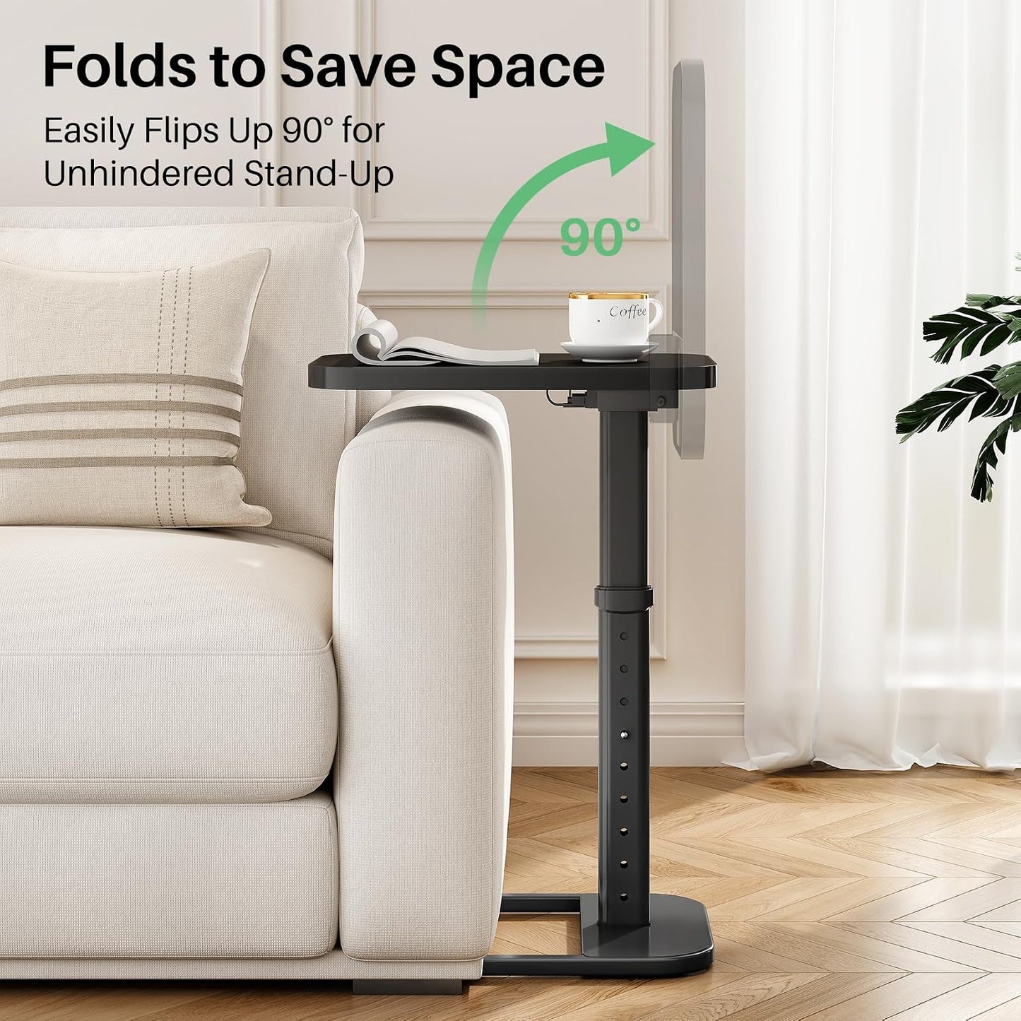 Adjustable Height TV Tray Table & C-Shaped Couch Snack Table