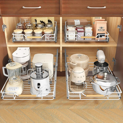2-Tier Full-Extension Pull Out Cabinet Organizer for Pots and Pans
