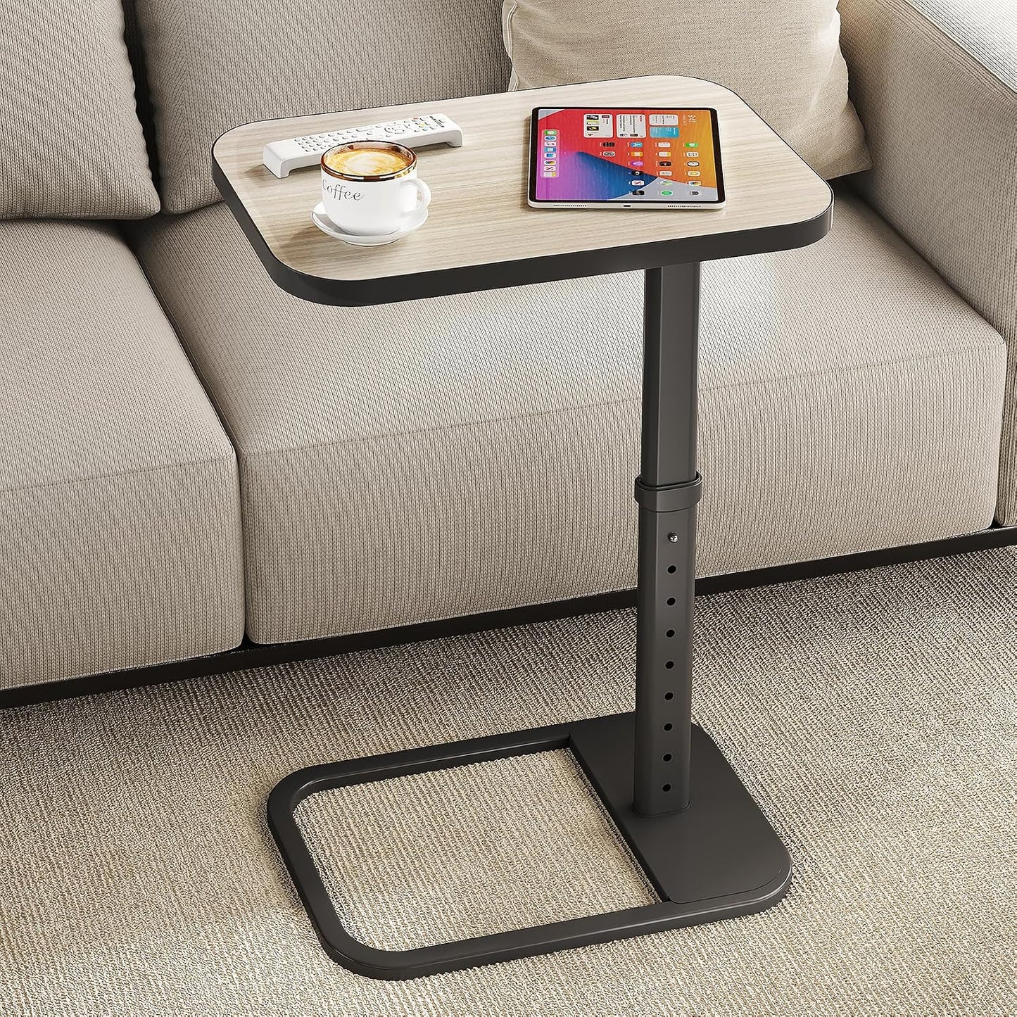 Adjustable Height TV Tray Table & C-Shaped Couch Snack Table