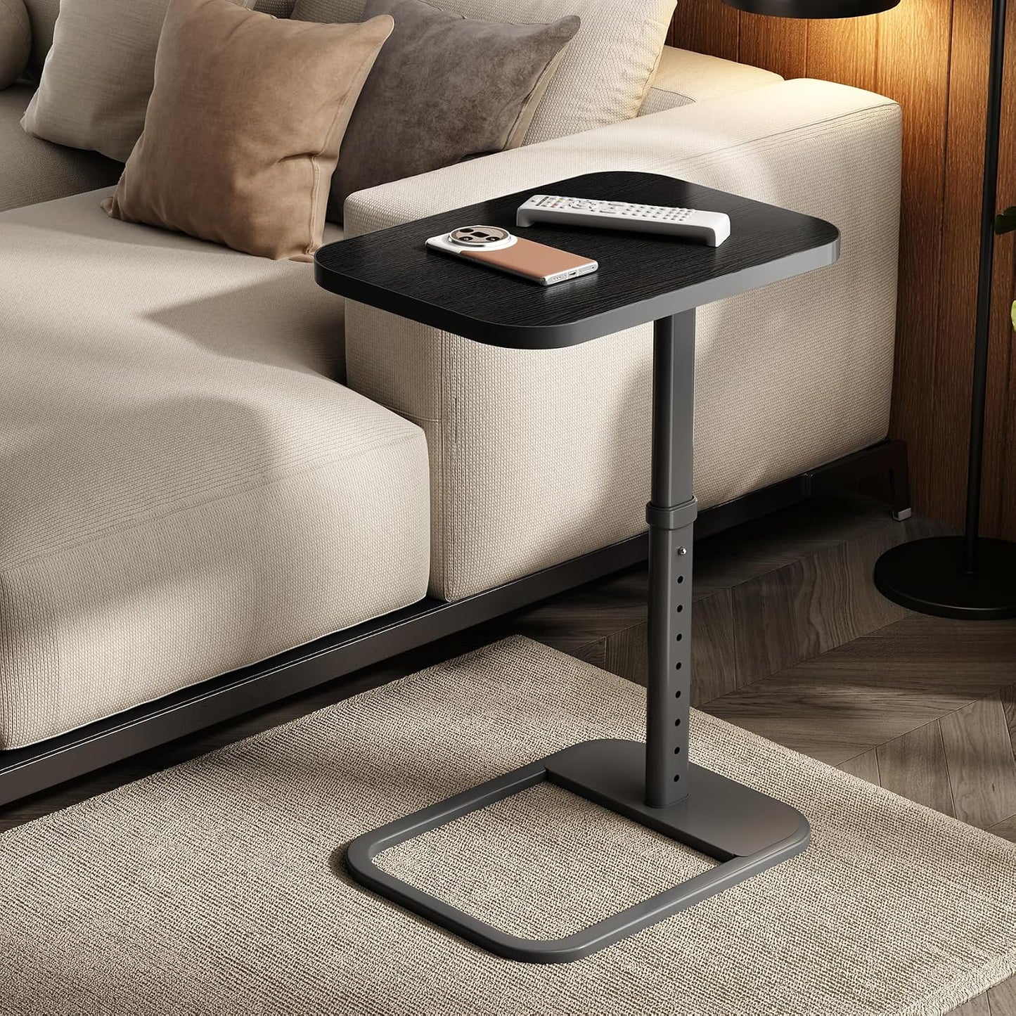 Adjustable Height TV Tray Table & C-Shaped Couch Snack Table