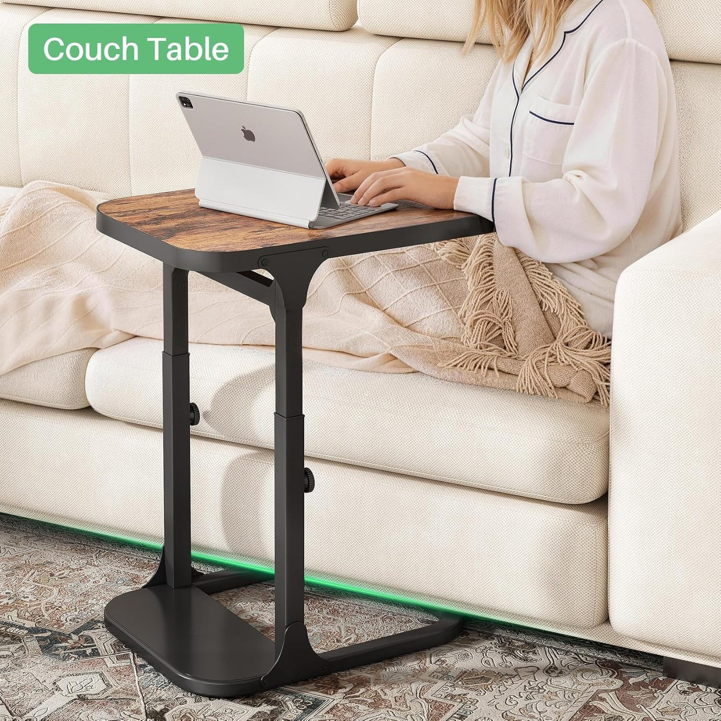 Height Adjustable End Table & Portable TV Tray Desk