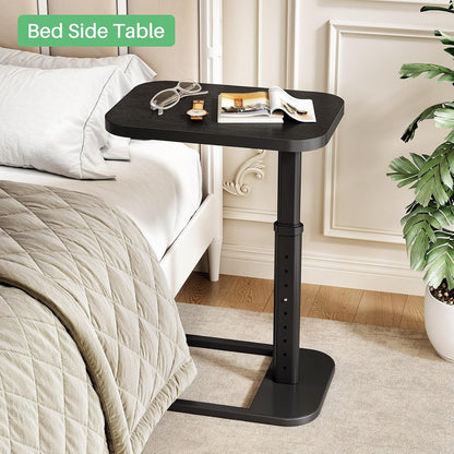 Adjustable Height C-Shaped End Table & Sliding TV Tray Couch Table