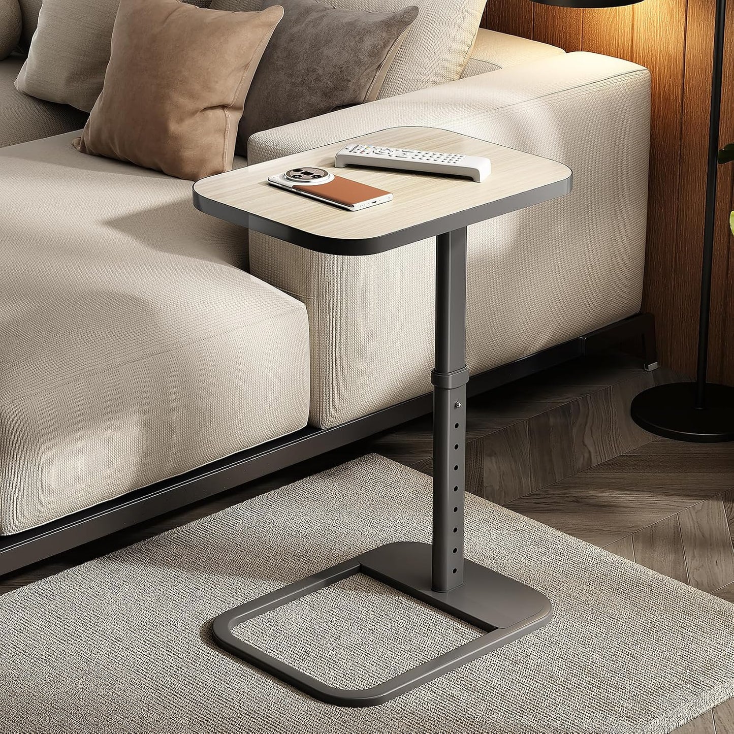 Adjustable Height TV Tray Table & C-Shaped Couch Snack Table