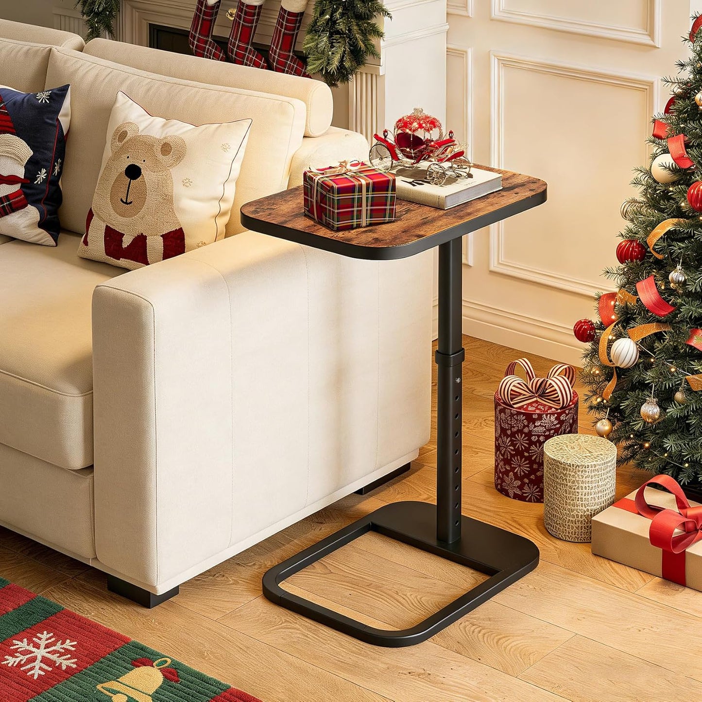 Adjustable Height TV Tray Table & C-Shaped Couch Snack Table
