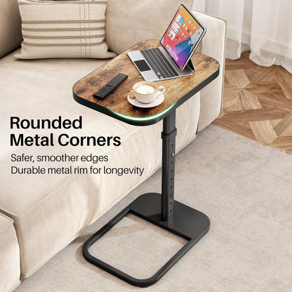 Adjustable Height TV Tray Table & C-Shaped Couch Snack Table