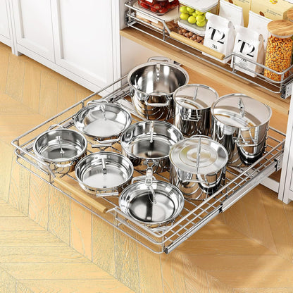 2-Tier Full-Extension Pull Out Cabinet Organizer for Pots and Pans