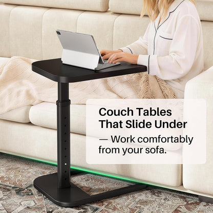 Adjustable Height C-Shaped End Table & Sliding TV Tray Couch Table