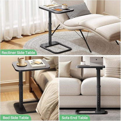 Adjustable Height TV Tray Table & C-Shaped Couch Snack Table