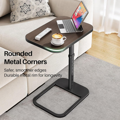 Adjustable Height TV Tray Table & C-Shaped Couch Snack Table
