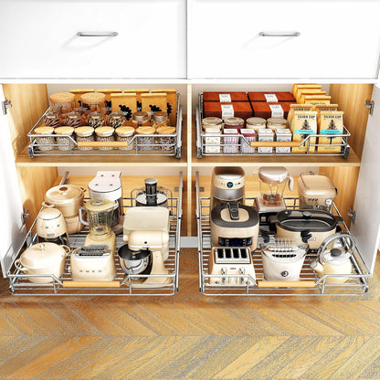 2-Tier Full-Extension Pull Out Cabinet Organizer for Pots and Pans