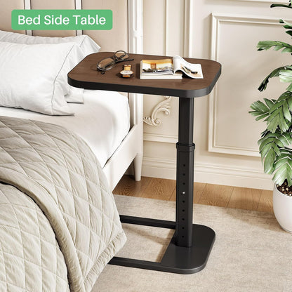 Adjustable Height C-Shaped End Table & Sliding TV Tray Couch Table