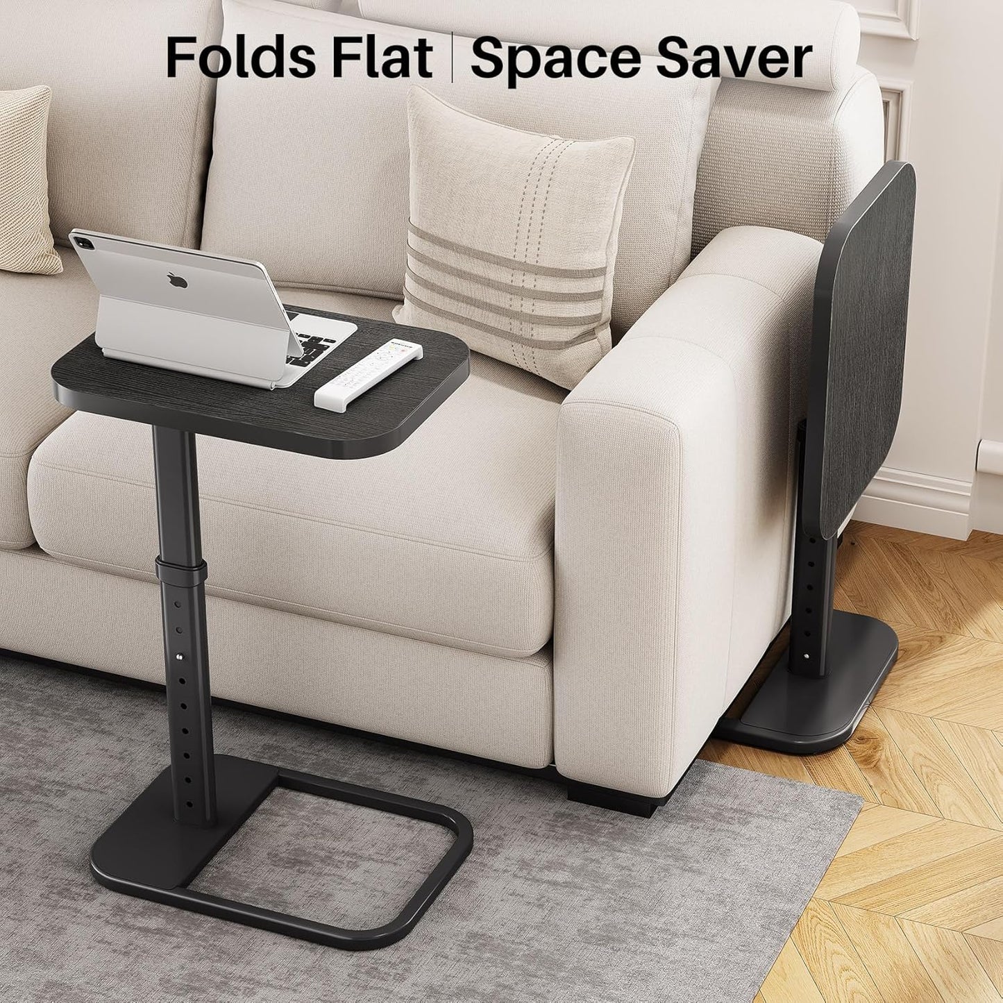 Adjustable Height TV Tray Table & C-Shaped Couch Snack Table
