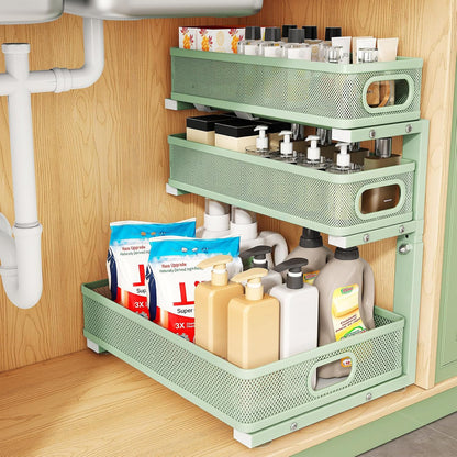 3-Tier Height Adjustable Slide Out Under Sink Organizer & Cabinet Storage
