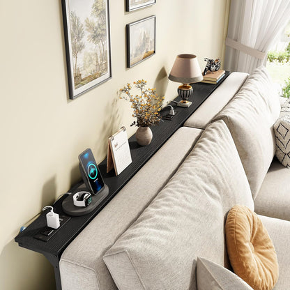 Adjustable Height Narrow Sofa Table with Charging Station & Modular Design