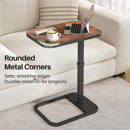 Adjustable Height TV Tray Table & C-Shaped Couch Snack Table
