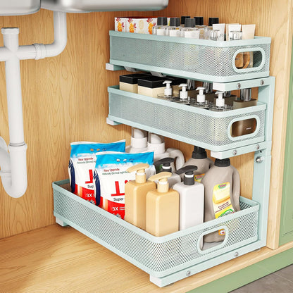 3-Tier Height Adjustable Slide Out Under Sink Organizer & Cabinet Storage