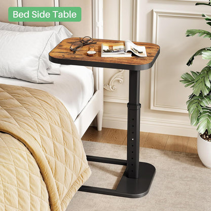 Adjustable Height C-Shaped End Table & Sliding TV Tray Couch Table