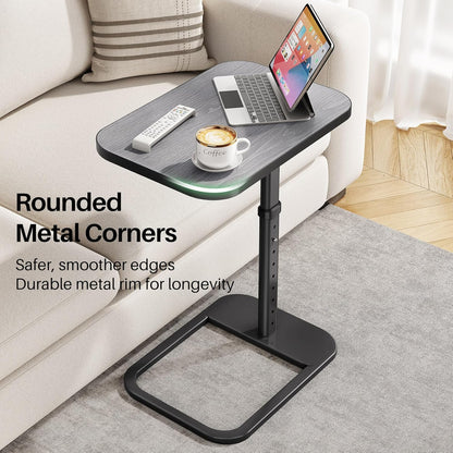 Adjustable Height TV Tray Table & C-Shaped Couch Snack Table