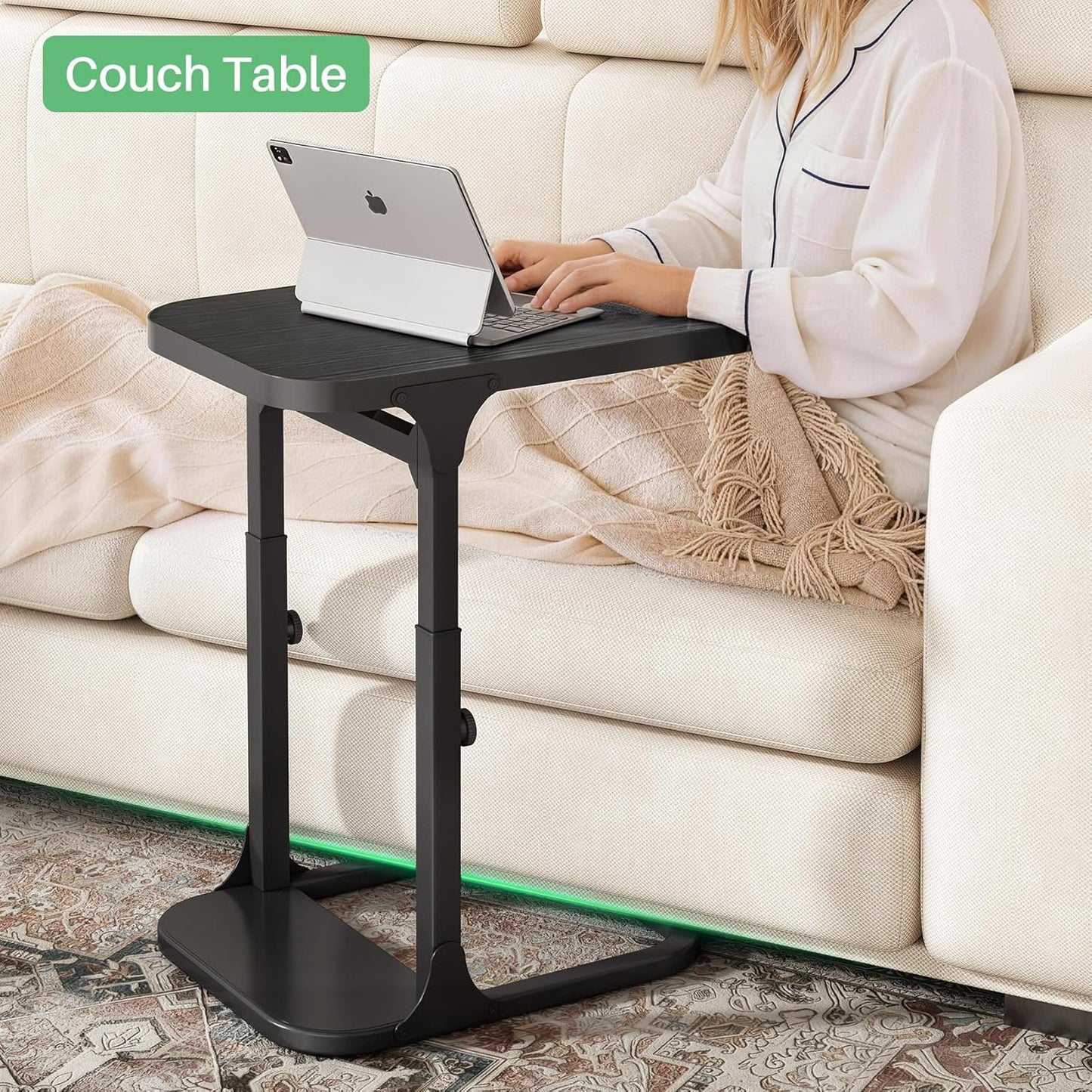 Height Adjustable End Table & Portable TV Tray Desk