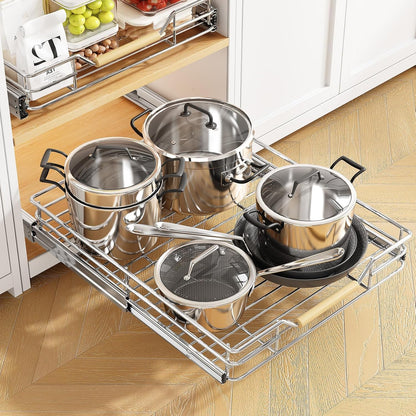 2-Tier Full-Extension Pull Out Cabinet Organizer for Pots and Pans